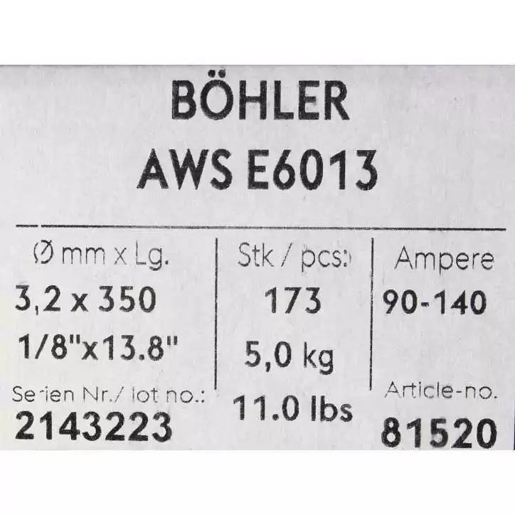Bohler MMA elektroda spawalnicza rutylowo-celulozowa E6013 RC 3.2x350/5.0paczka/20.0karton (cena za 1 paczkę) Bohler MMA elektroda spawalnicza rutylowo-celulozowa E6013 RC 3.2x350/5.0paczka/20.0karton (cena za 1 paczkę)