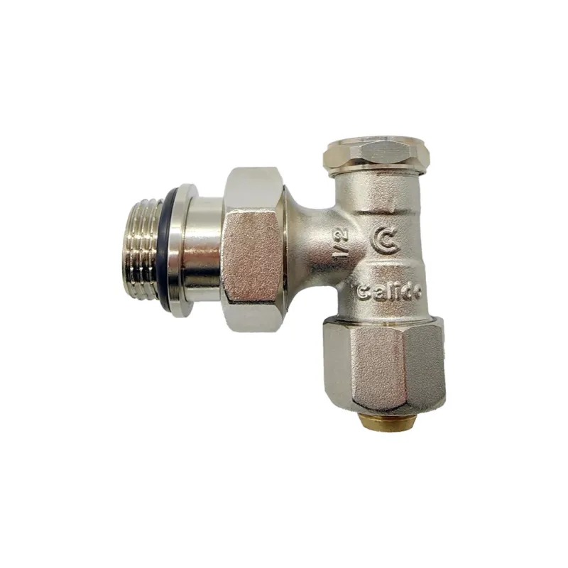 Zawór grzejnikowy powrotny kątowy z przejściówką na PEX 16 Zawór grzejnikowy powrotny kątowy z przejściówką na PEX 16