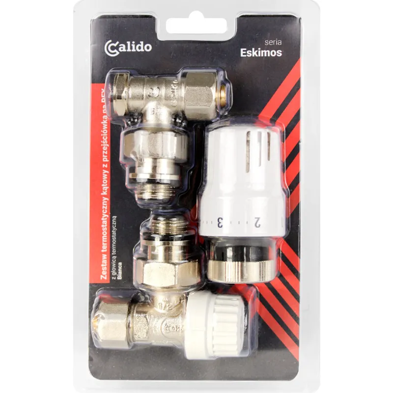 CALIDO ESKIMOS ZESTAW GRZEJNIKOWY TERMOSTATYCZNY KĄTOWY Z PRZEJŚCIÓWKĄ NA PEX 16 CALIDO ESKIMOS ZESTAW GRZEJNIKOWY TERMOSTATYCZNY KĄTOWY Z PRZEJŚCIÓWKĄ NA PEX 16