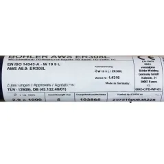 Bohler TIG drut spawalniczy pręt TIG 308L chromowo-niklowy 2.0x1000/opk. 5kg (cena za 1kg)