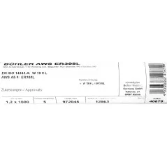 Bohler TIG drut spawalniczy pręt TIG 308L chromowo-niklowy 1.2x1000/opk. 5kg (cena za 1kg)