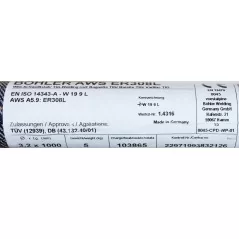 Bohler TIG drut spawalniczy pręt TIG 308L chromowo-niklowy 3.2x1000/opk. 5kg (cena za 1kg)