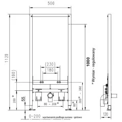 JOMOTech STELAŻ DO BIDETU WYS.H1120MM BEZ UCHWYTÓW