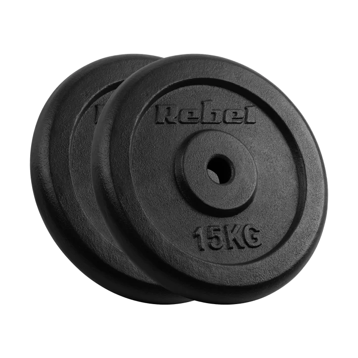 Zestaw obciążeń żeliwnych 2x15kg, otwór 31mm, talerz klasyczny, REBEL ACTIVE