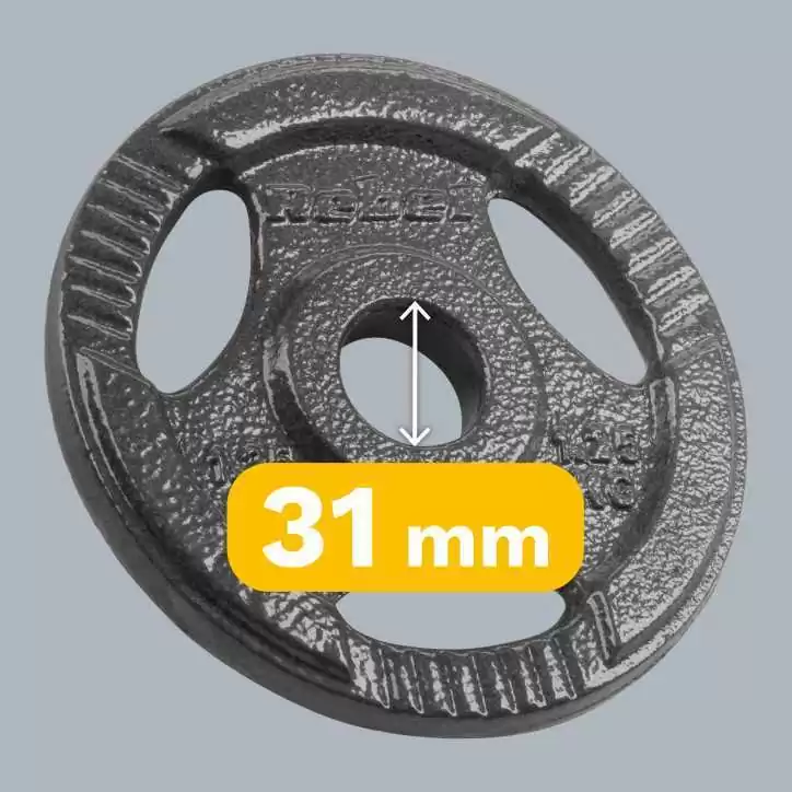 Zestaw obciążeń żeliwnych 4x1.25kg, otwór 31mm, talerz z uchwytami, REBEL ACTIVE