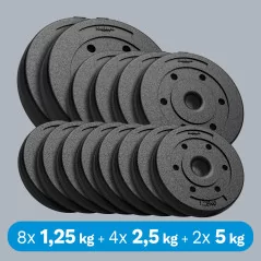 Zestaw obciążeń bitumicznych 30kg ( 8x1.25kg + 4x2.5kg + 2x5kg ), otwór 31mm, REBEL ACTIVE