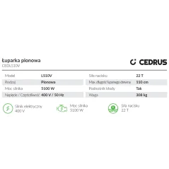 Łuparka pionowa Cedrus CEDLS10V 22T – łuparka do drewna 230V