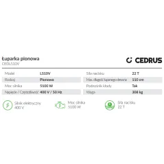 "Łuparka Pionowa Cedrus CEDLS10V 22T - Wydajność i Jakość"