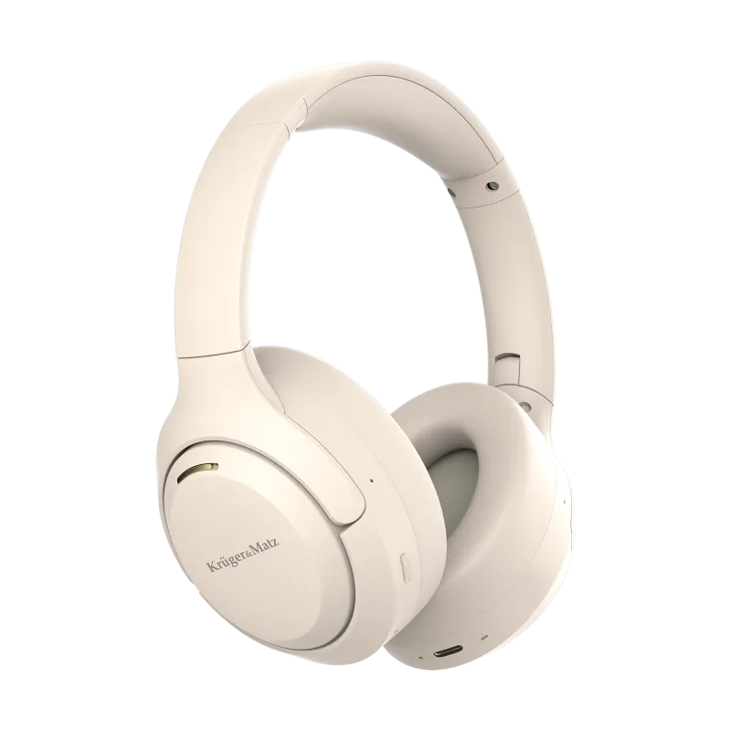 Bezprzewodowe słuchawki nauszne z ANC , Kruger&Matz F8A , beżowe
