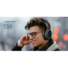 Bezprzewodowe słuchawki nauszne z ANC , Kruger&Matz F8A , beżowe