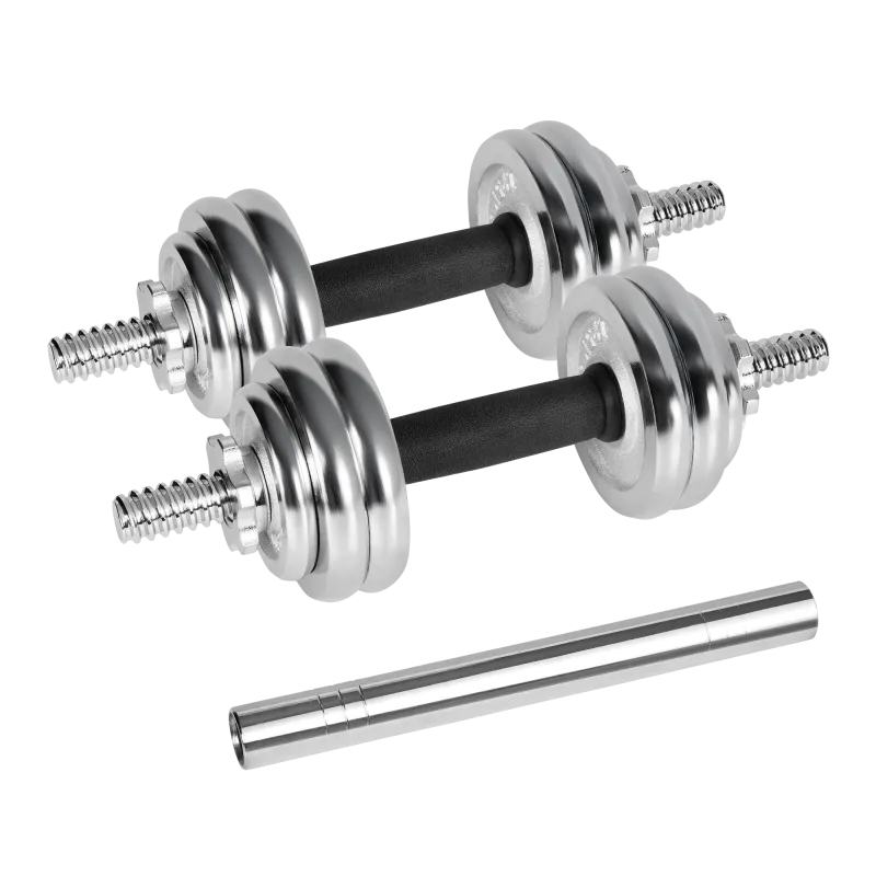 Hantle żeliwne chromowane regulowane w walizce z gryfem, zestaw 15kg REBEL ACTIVE Hantle żeliwne chromowane regulowane w walizce z gryfem, zestaw 15kg REBEL ACTIVE