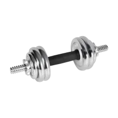 Hantle żeliwne chromowane regulowane w walizce z gryfem, zestaw 15kg REBEL ACTIVE