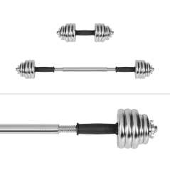 Hantle żeliwne chromowane regulowane w walizce z gryfem, zestaw 15kg REBEL ACTIVE