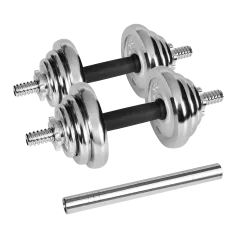 Hantle żeliwne chromowane regulowane w walizce z gryfem, zestaw 20kg REBEL ACTIVE