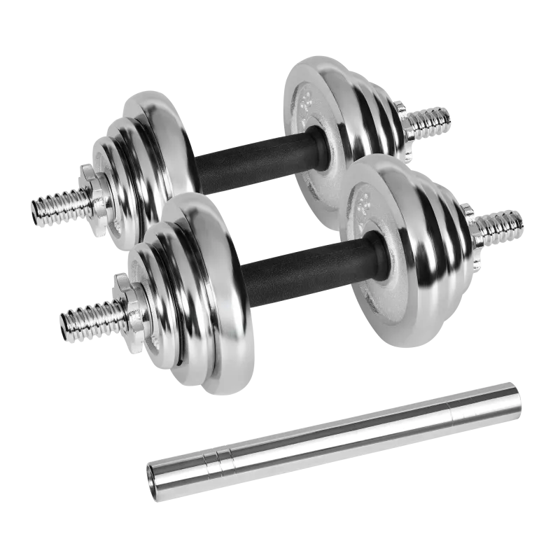 Hantle żeliwne chromowane regulowane w walizce z gryfem, zestaw 20kg REBEL ACTIVE Hantle żeliwne chromowane regulowane w walizce z gryfem, zestaw 20kg REBEL ACTIVE
