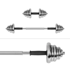 Hantle żeliwne chromowane regulowane w walizce z gryfem, zestaw 20kg REBEL ACTIVE