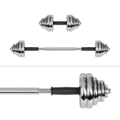 Hantle żeliwne chromowane regulowane w walizce z gryfem, zestaw 30kg REBEL ACTIVE