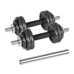 Hantle żeliwne regulowane w walizce z gryfem, zestaw 15kg REBEL ACTIVE