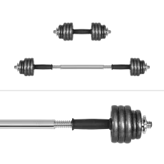 Hantle żeliwne regulowane w walizce z gryfem, zestaw 15kg REBEL ACTIVE