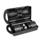 Hantle żeliwne regulowane w walizce z gryfem, zestaw 15kg REBEL ACTIVE