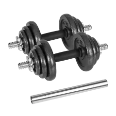 Hantle żeliwne regulowane w walizce z gryfem, zestaw 20kg REBEL ACTIVE