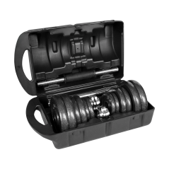 Hantle żeliwne regulowane w walizce z gryfem, zestaw 20kg REBEL ACTIVE