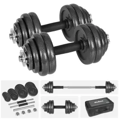 Hantle żeliwne regulowane w walizce z gryfem, zestaw 30kg REBEL ACTIVE Rebel