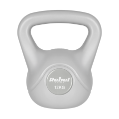 Kettlebell bitumiczny 12 kg szary REBEL ACTIVE