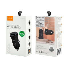 Ładowarka samochodowa 30 W USB + USB typu C z funkcją PowerDelivery i QuickCharge