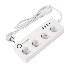 Listwa sieciowa Kruger&Matz 4 gniazda typu niemieckiego i 4xUSB 2100 mA Connect P6 Tuya