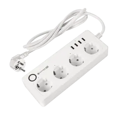 Listwa sieciowa Kruger&Matz 4 gniazda typu niemieckiego i 4xUSB 2100 mA Connect P6 Tuya
