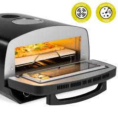 Piec do pizzy SUPREME ELITE 2200 W, 450 stopni, dwie grzałki, okno, LED, 33 cm, różna programy pieczenia