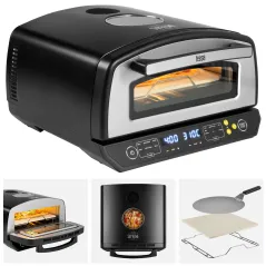 Piec do pizzy SUPREME ELITE 2200 W, 450 stopni, dwie grzałki, okno, LED, 33 cm, różna programy pieczenia