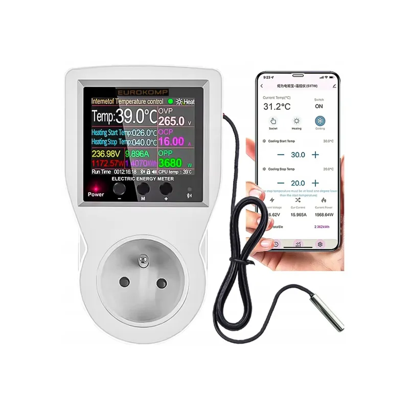 Termostat z gniazdem 230V, licznik energii, WiFi Tuya