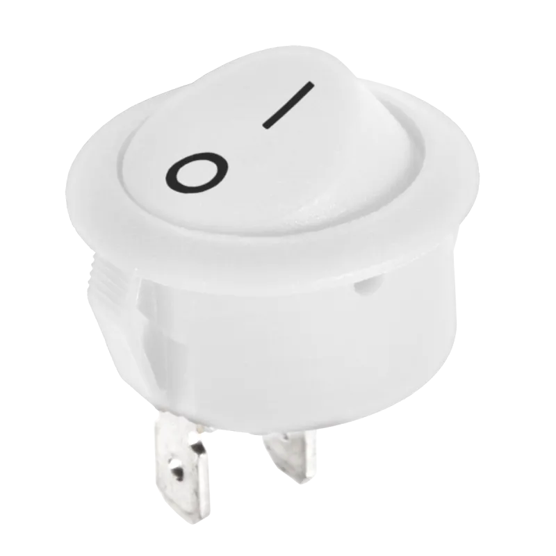 Złącze przełącznik kołyskowy okrągły R5 0-1 biały 6A/250V LX3049B