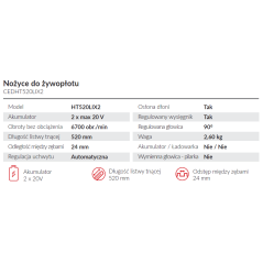 Nożyce akumulatorowe Cedrus CEDHT520LIX2
