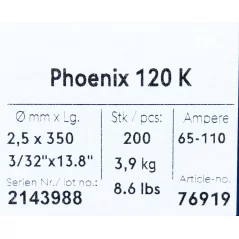 Bohler MMA elektroda spawalnicza zasadowa Phoenix 120K B 2.5x350/3.9paczka/15.6karton (cena za 1 paczkę)