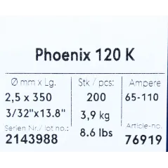Bohler MMA elektroda spawalnicza zasadowa Phoenix 120K B 2.5x350/3.9paczka/15.6karton (cena za 1 paczkę)