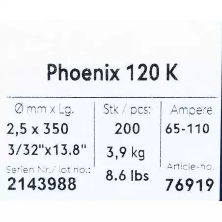 Bohler MMA elektroda spawalnicza zasadowa Phoenix 120K B 2.5x350/3.9paczka/15.6karton (cena za 1 paczkę)