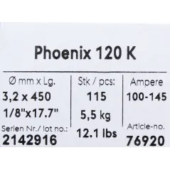 Bohler MMA elektroda spawalnicza zasadowa Phoenix 120K B 3.2x450/5.5paczka/22.0karton (cena za 1 paczkę)