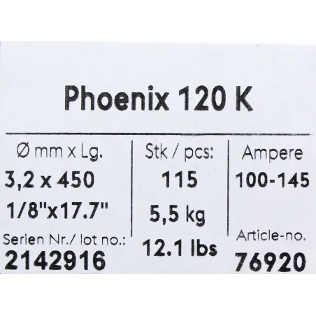 Bohler MMA elektroda spawalnicza zasadowa Phoenix 120K B 3.2x450/5.5paczka/22.0karton (cena za 1 paczkę)