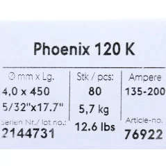 Bohler MMA elektroda spawalnicza zasadowa Phoenix 120K B 4.0x450/5.7paczka/22.8karton (cena za 1 paczkę)