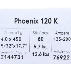 Bohler MMA elektroda spawalnicza zasadowa Phoenix 120K B 4.0x450/5.7paczka/22.8karton (cena za 1 paczkę)