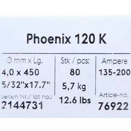 Bohler MMA elektroda spawalnicza zasadowa Phoenix 120K B 4.0x450/5.7paczka/22.8karton (cena za 1 paczkę)