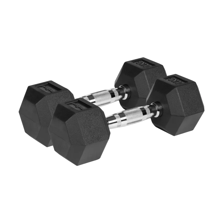 Hantle żeliwne gumowane HEX 2x4kg , REBEL ACTIVE