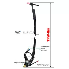 TIG ARC Uchwyt T5W/8m 550A-DC/385-AC