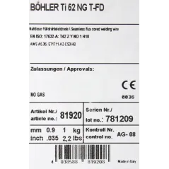Bohler FCAW (SS) drut spawalniczy rdzeniowy samoosłonowy Ti52 NG 0.9X1kg (cena za szpulę)