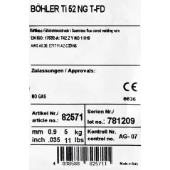 Bohler FCAW (SS) drut spawalniczy rdzeniowy samoosłonowy Ti52 NG 0.9X5kg (cena za szpulę)