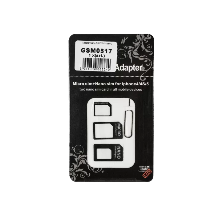 Adapter Nano SIM 3W1 czarny