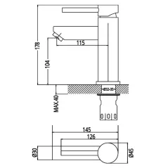 Bateria umywalkowa stojąca bez korka stal nierdzewna Duro Acero